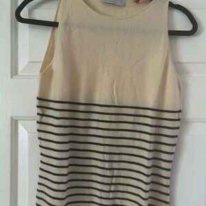 Barneys New York Women's Sleeve Less Cashmere Knitted Top Striped Size M (#013)